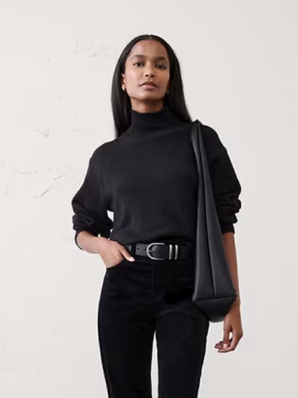 Banana Republic Cozy Turtleneck Pullover Sweater Black Minimalist Women’s XS NEW